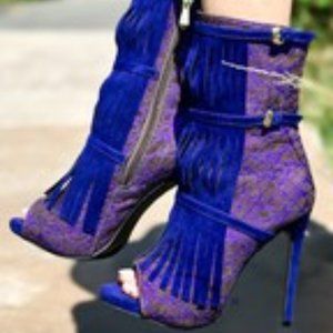 Electric blue stiletto booties